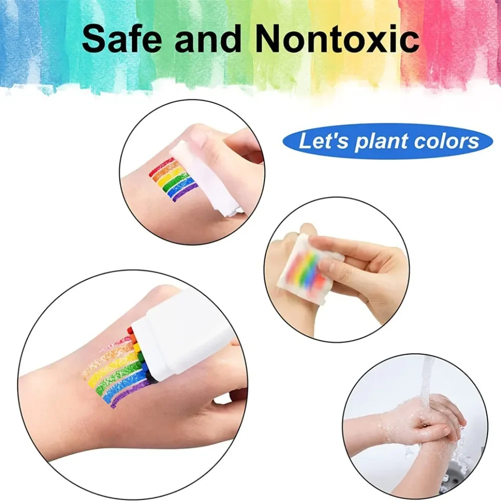 Colorful Rainbow Face Paint Crayons Washable Body Tattoo Pigment Pen Fluorescent Crayon Adult Kid Party Art Makeup Cosmetic Tool