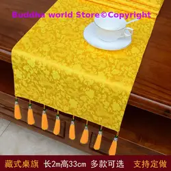 200cm Wholesale Buddhism supply Tibet Nepal family home Temple Auspicious Embroidery Buddha statue Altar cover Table cloth mat
