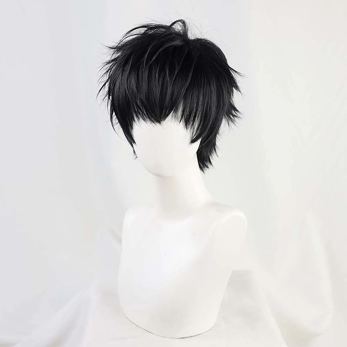 Men Promise of Wizard Lennox Cosplay Wig Black Short Spiky Hair Heat Resistant Synthetic Hair For Halloween Party