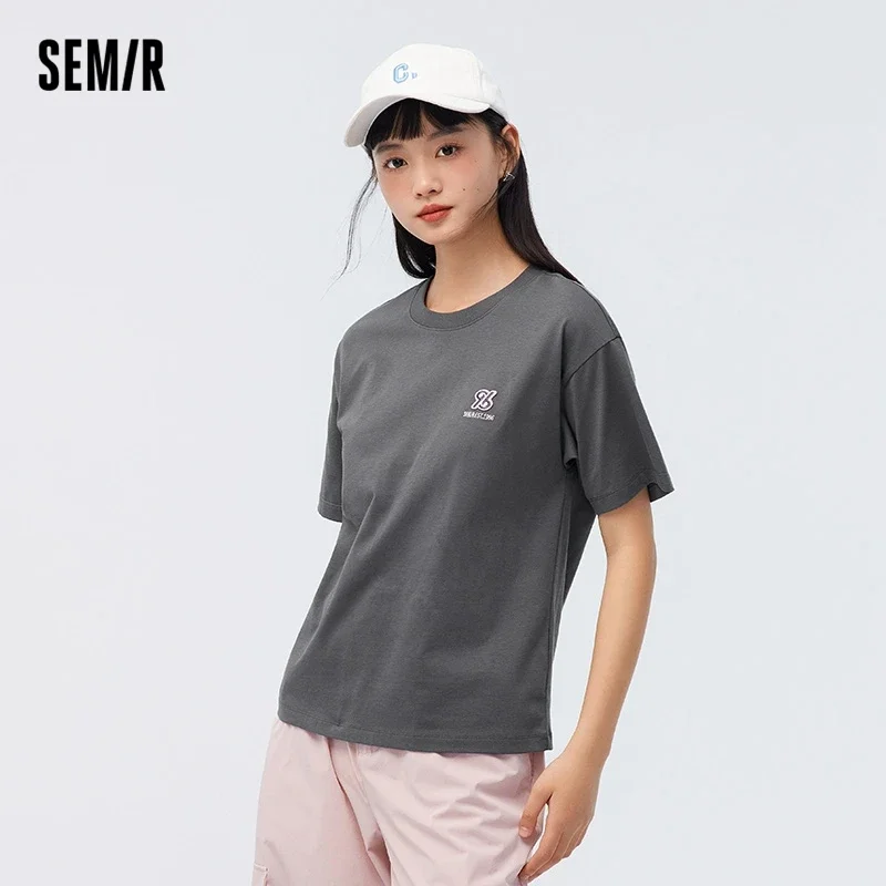 Semir T-shirt z krótkim rękawem damski fajny antybakteryjny wszechstronny 2023, letni nowy haftowany sweter topy dla kobiety