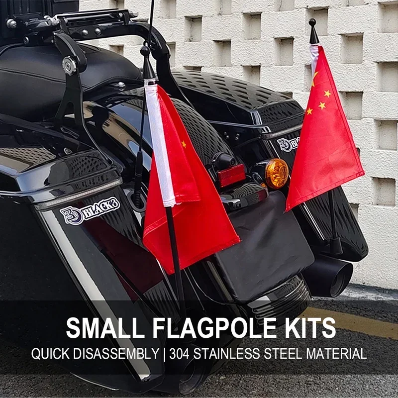 Small Flagpole Kit Fit HD Touring with Saddlebag Guard Quick Disassembly For Road Glide Flag Pole Pennant pole