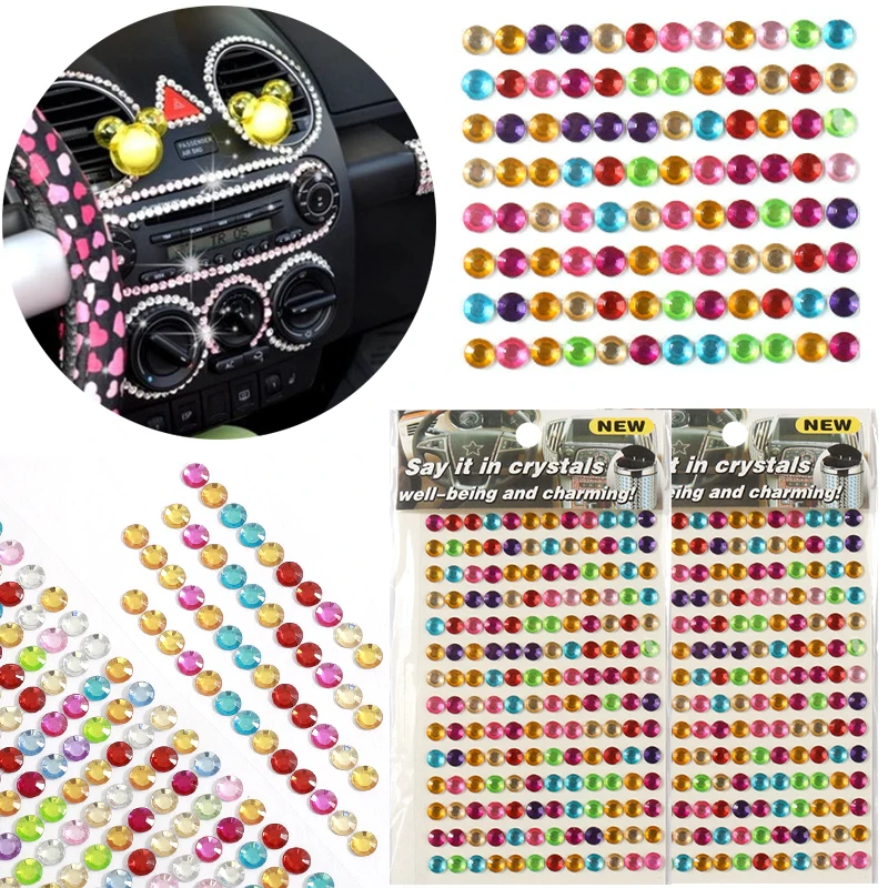 1-10Sheet Colorful Diamond Crystal Sticker Mini Crystal Diamond Adhesive Sticker Scrapbook Photo Album Decoration Stationery ZYF