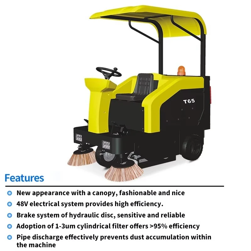 معدات تنظيف مكنسة القيادة ذات سعة كبيرة لورشة عمل الكناس الصناعية آلة صفحة الشوارع