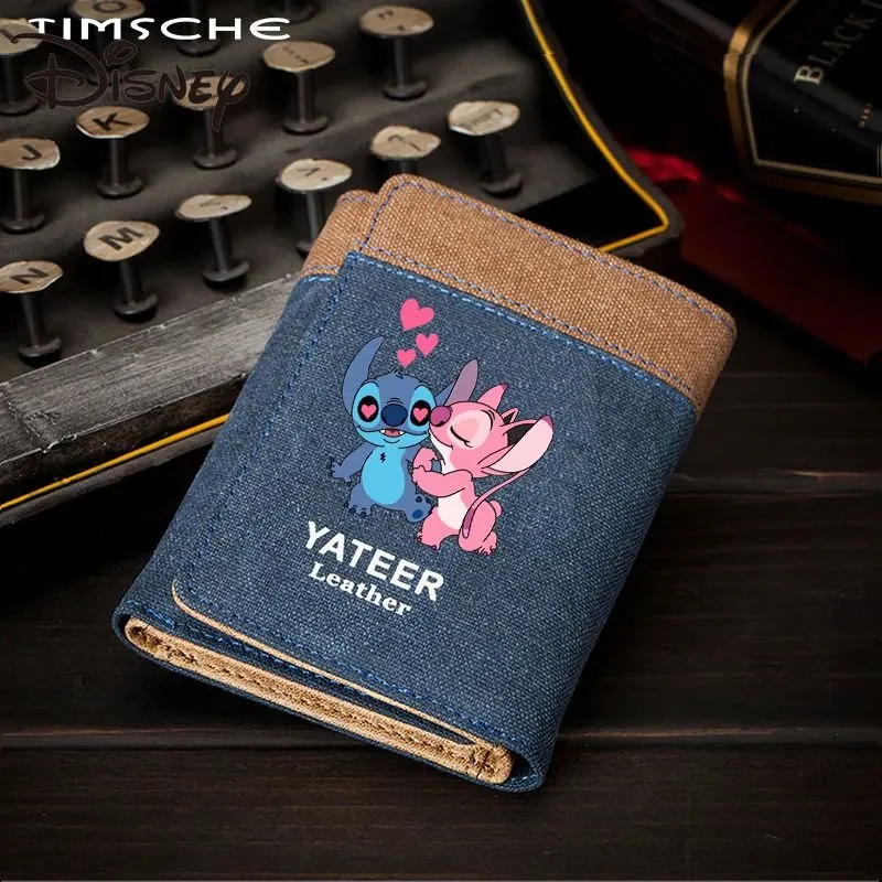 MINISO Disney Lilo and Stitch Stitch Canvas Wallet Cute Cartoon Teen Student Coin Purse Male and Female Long and Short