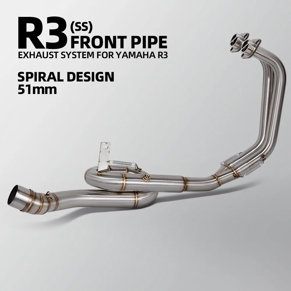 

For Yamaha YZF R3 R25 MT03 2015-2025 Motorcycle Exhaust Stainless Rotate Front Link Manifold 51mm Interface