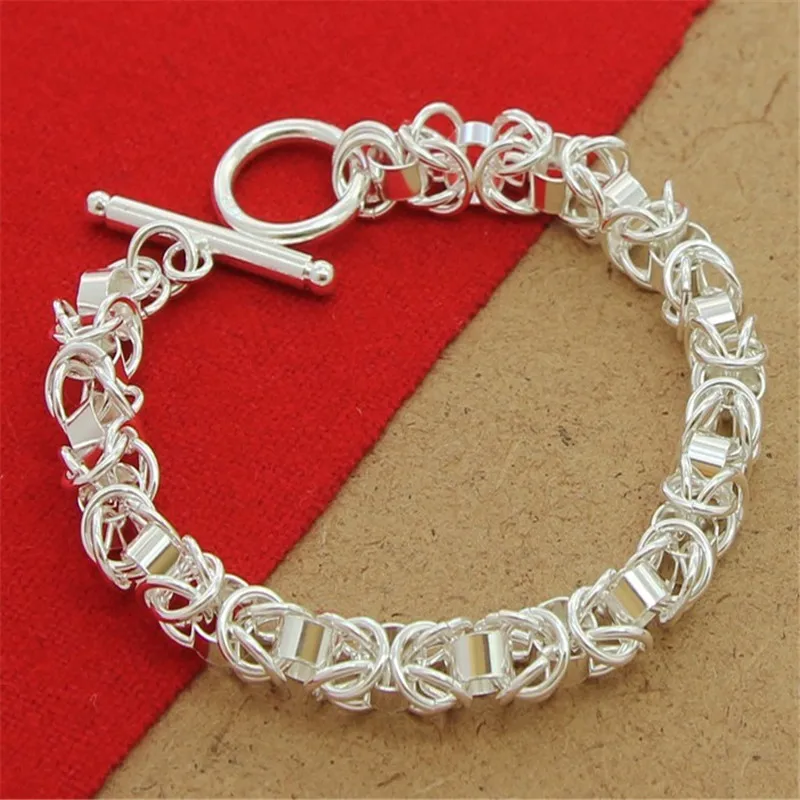 

925 Sterling Silver Interlocking Circle Chain Bracelet For Woman Charm Wedding Engagement Fashion Jewelry