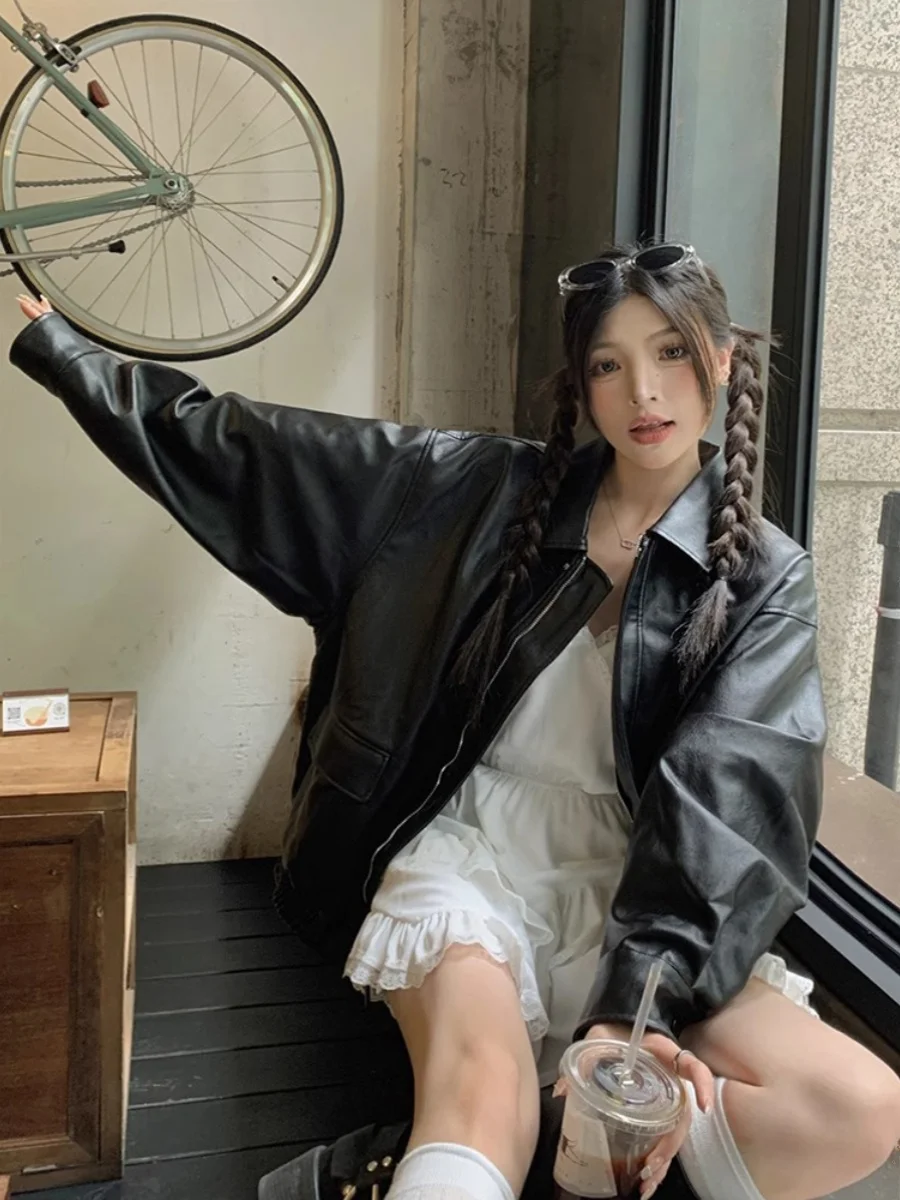 Browan PU cuir Jaet femmes printemps automne Sle ort manteau moto vêtements de travail Utili Faion Sensation