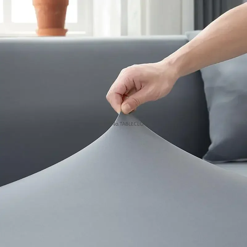 Grey Plain Color Elastic Stretch Sofa Cover Need Order 2Piece Sofa Cover If L-style fundas sofas con chaise longue Case for Sofa