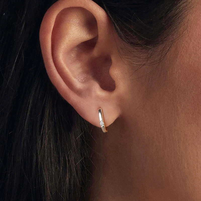 TFGLBU 2MM D Color Moissanite Oval Hoop Earrings for Women GRA Certified S925 Silver Lab Diamond Ear Buckles Fine Jewelry Gifts