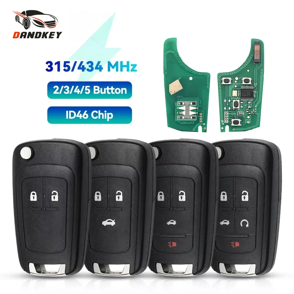 

Dandkey NEW 315/433MHz ID46 Chip Remote Car Key For Opel Vauxhall For Chevrolet Cruze Sonic Malibu Impala Equinox Camaro Orlando