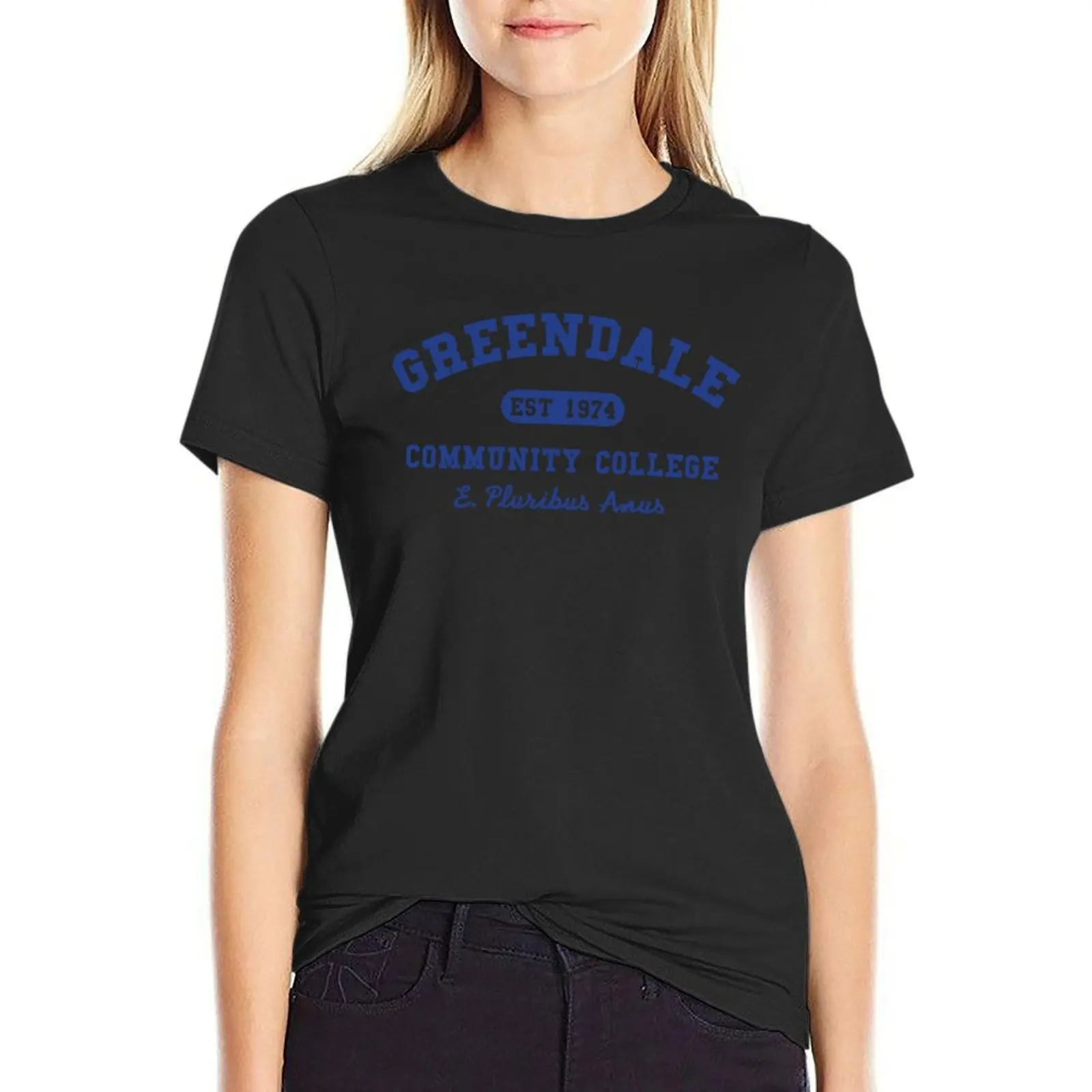 Greendale Community College E Pluribus Anus T-Shirt Blouse funny Summer Women\'s clothing