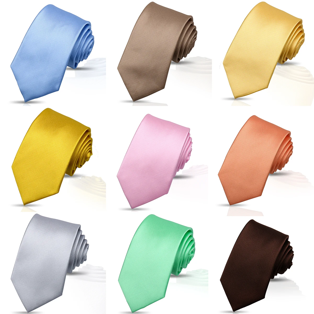 Ties For Men Solid Silk Necktie Wedding Business Ties 7.5cm Slim Coffee Wine Classic Neckties Mens Business Gift Fashion Gravats