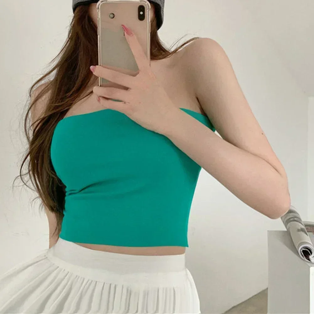 

For Daily Use Casual Summer Wear Small Sling Vest Beach Holiday Top Vest Slight Stretch Fabric Solid Color Pattern