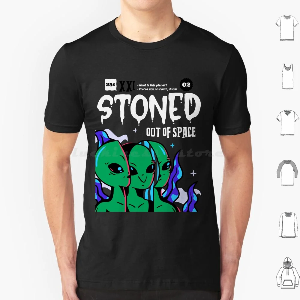Stoned Out Of Space Design T Shirt Big Size 100% Cotton Design Head Extraterrestrial Latest Design Sci Fi Space Spaceship