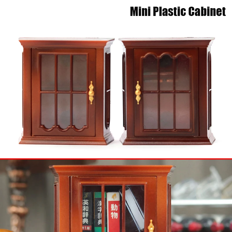 1pc casa de bonecas em miniatura armário de plástico casa de boneca artesanal armário de parede armário de vinho móveis modelo decoração mini armário