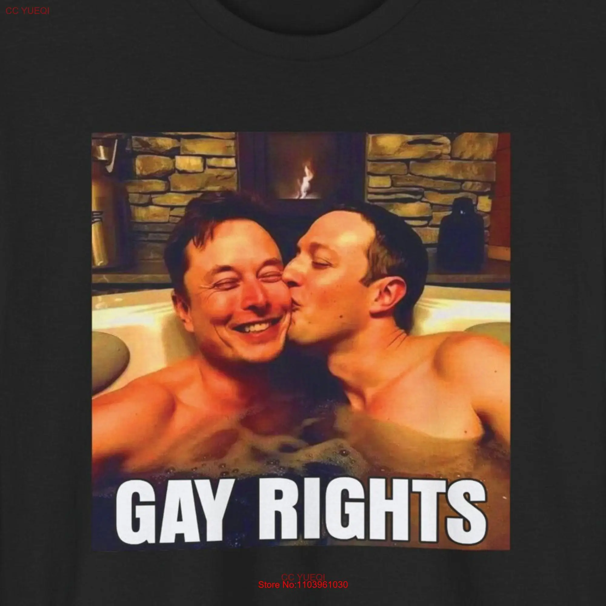 Gay Rights T Shirt Elon Musk Mark Zuckerberg Kissing Meme Funny Unhinged Sarcastic Birthday Present Parody