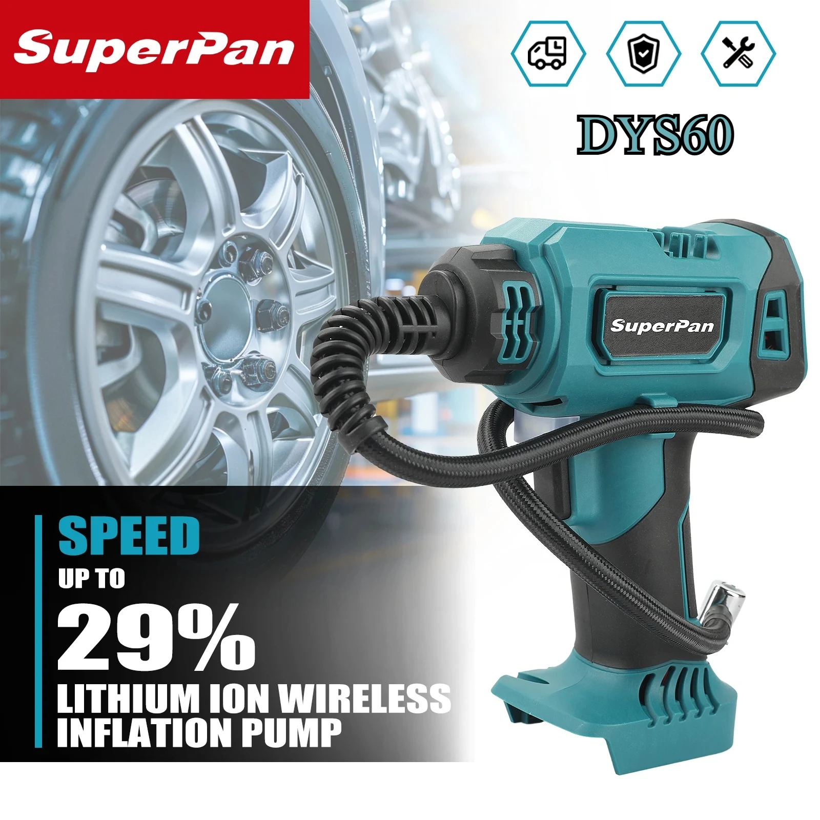 dys60-gonfiatore-automatico-a-batteria-pompa-di-aria-elettrica-compressore-d'aria-portatile-per-pneumatici-per-auto-per-batteria-makita-18v-senza-batteria