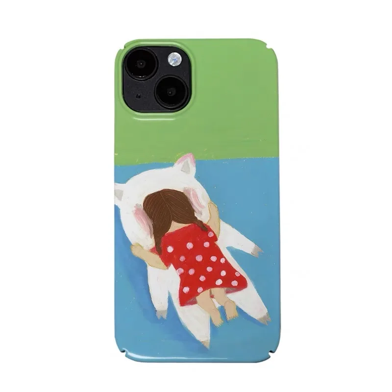 

Pig Girl Cartoon Illustration Phone Case for IPHONE 17 Air 16E 15 PROMAX 14 Plus 13 12 MINI 11 PRO 16Plus XR Acrylic Phone Cover