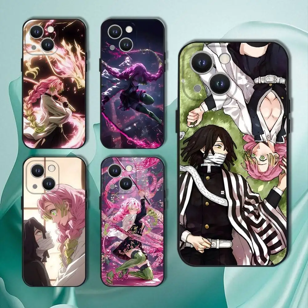 

D-Demon S-Slayer Mitsuri Obanai Phone Case For iPhone 16,15,14,13,12,11,Pro,XS,Max,XR,Plus,E,SE4,Mini Black Soft Cover
