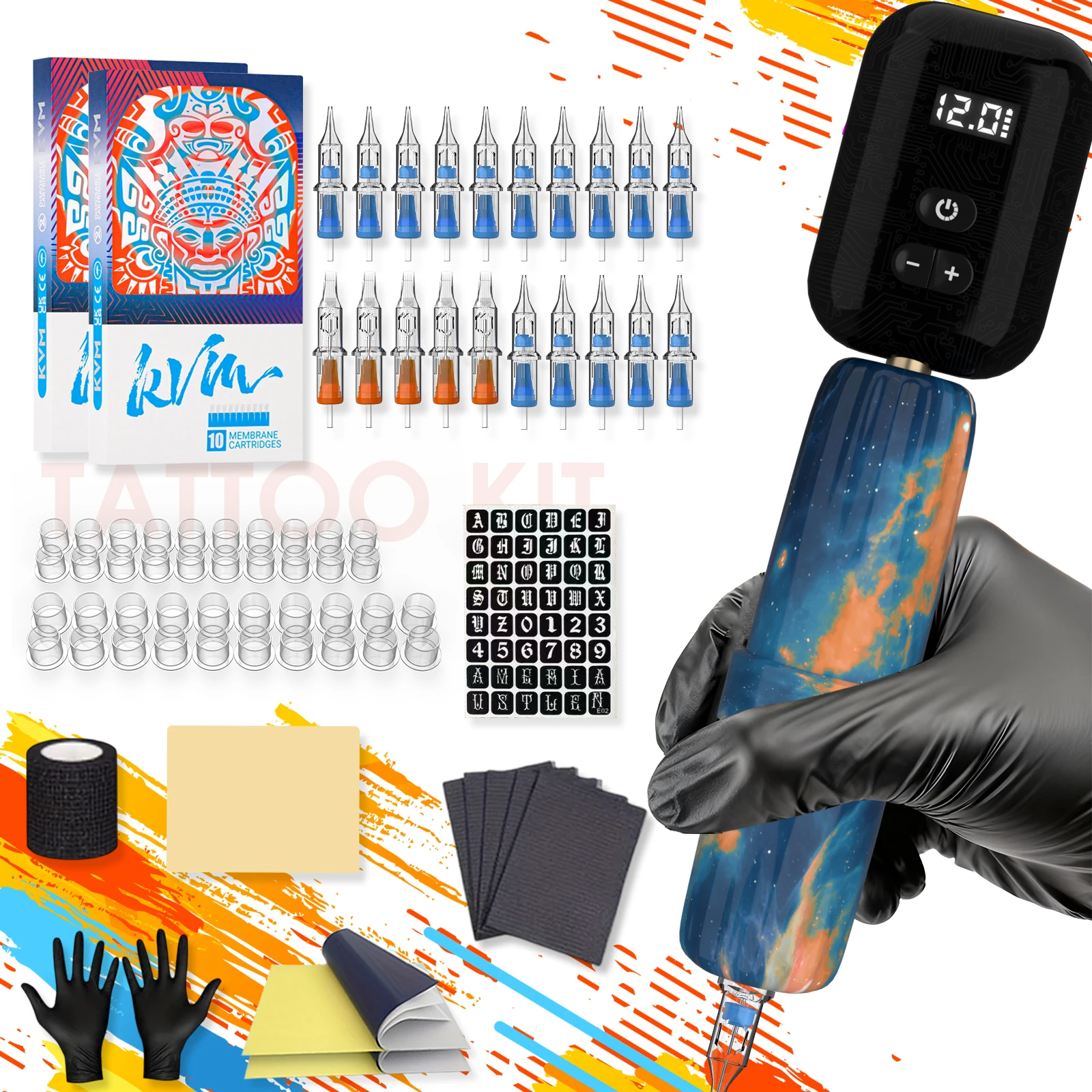 

Набор для татуировки, новый крутой синий камуфляжный комплект тату-машинки для перманентного макияжа, комплект тату-машинки, горячая распродажа, комплект беспроводного тату-пистолета