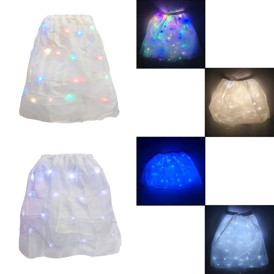 Kids Petticoat for Girls Cosplay Princess Dress Child Birthday Halloween Frock Elastic Underskirt Led LED Light Bustle Crinoline