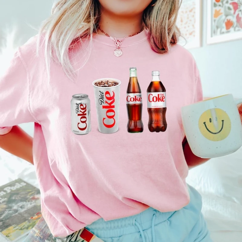 Diet Coke Lover-Camiseta divertida con estampado de Soda, Tops de regalo con cuello redondo, estilo informal, camisetas Unisex que combinan con todo, camiseta de manga corta