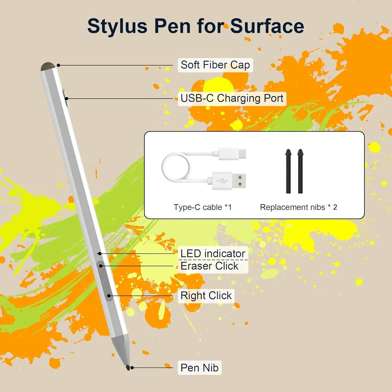 Stylus Pen with 4096 Pressure Sensitivity Stylus for Microsoft Surface Pro/Book/Laptop/Studio Pro12/11/10/9/8/7/6/5/4/X