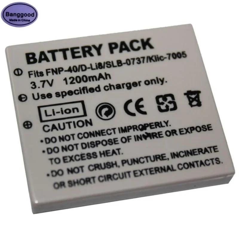 

3.7V 1200mAh NP-40 NP-40N Camera Battery Pack For FUJIFILM NP-40 KODAK KLIC-7005 PENTAX D-LI8 for SAMSUNG SLB-0737 BENQ DLI-102