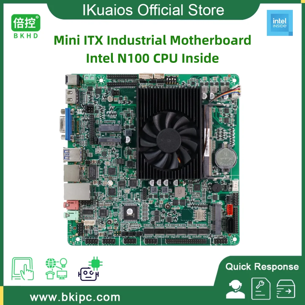 IKuaiOS Mini ITX Industrial Motherboard Inside Intel N100 processor Suitable for Industrial Control IoT Robot Embedded 1264-TI4