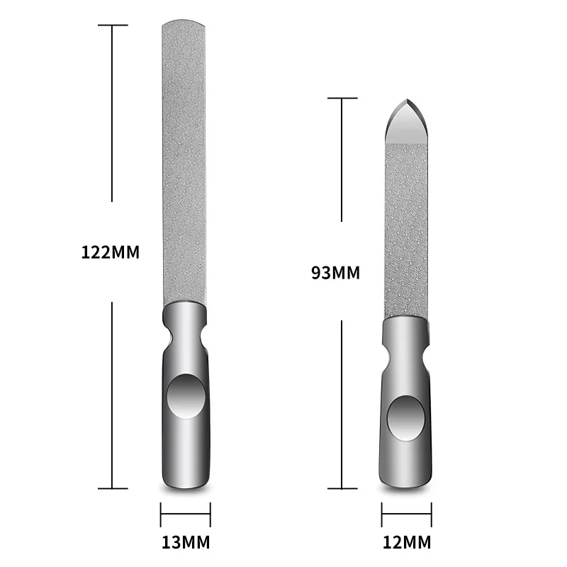 مزدوج الوجه الفولاذ المقاوم للصدأ ملف الأظافر ، مزيل طلاء الأظافر ، أدوات مانيكير ، صالون ، اكسسوارات المنزل والسفر ، 1 قطعة