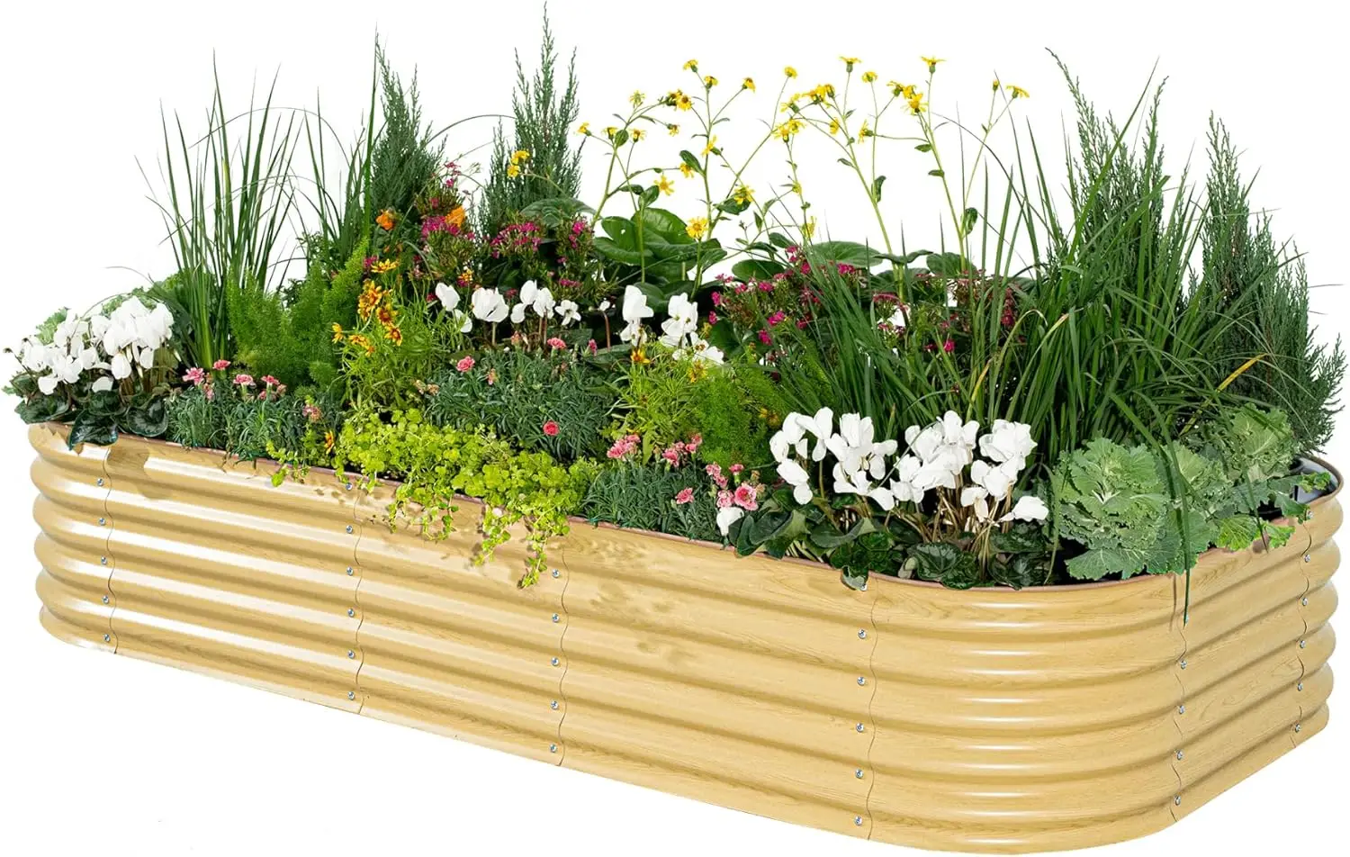 

Raised Garden Bed Kit, 17" Tall 10 in 1 Modular, Metal Planter Box for Vegetables, Flowers, Herbs, Sunlit Oak