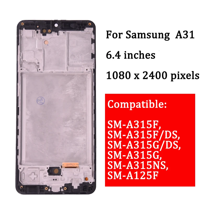 Super AMOLED For Samsung A31 A315 A315F A315F/DS A315G/DS A315G LCD Display Touch Screen Digitizer Replacement Assembly