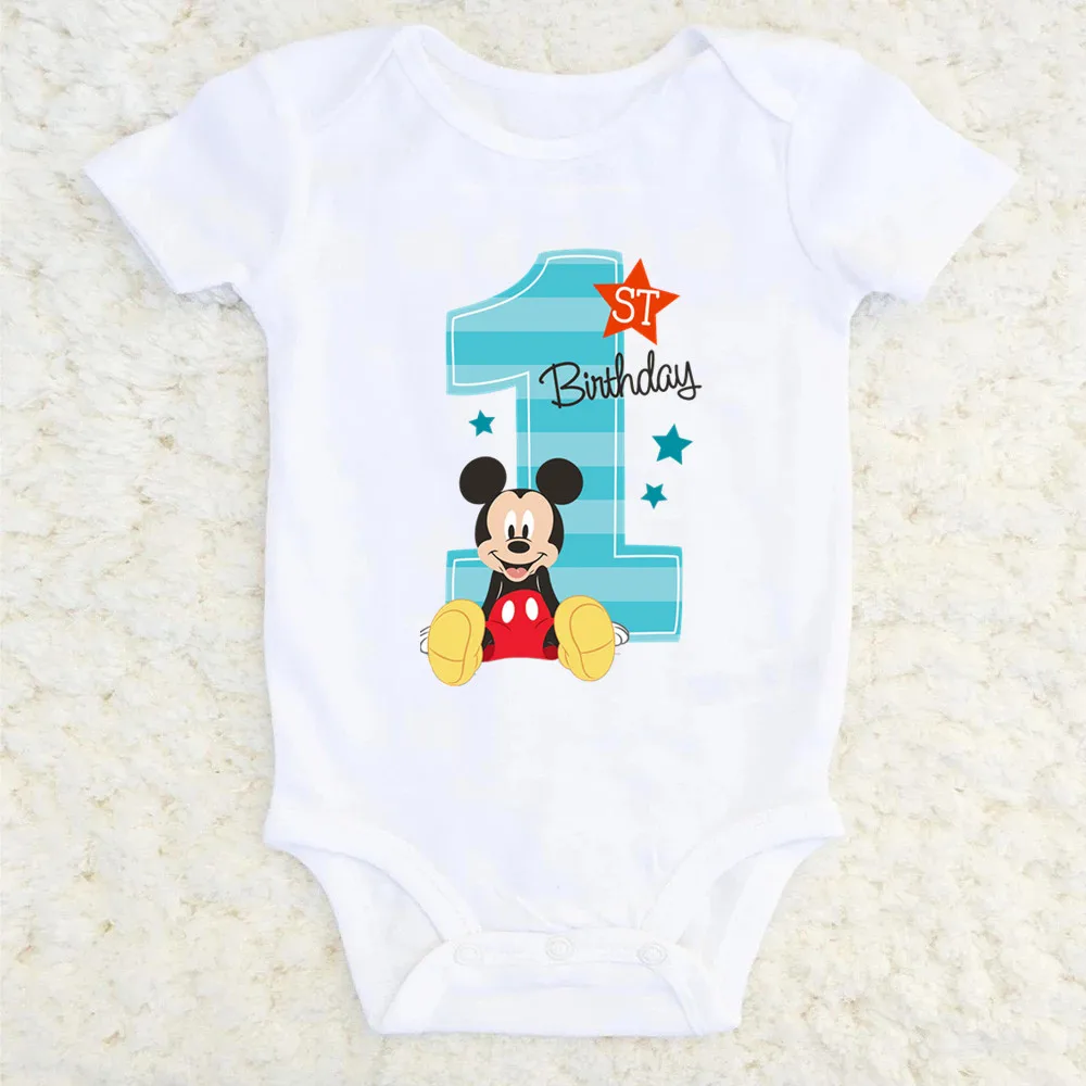 It\'s My 1st Birthday minnie Baby Short-sleeved First Birthday Party Clothes 100% Cotton Baby Boys Girls Outfits Shower Gift