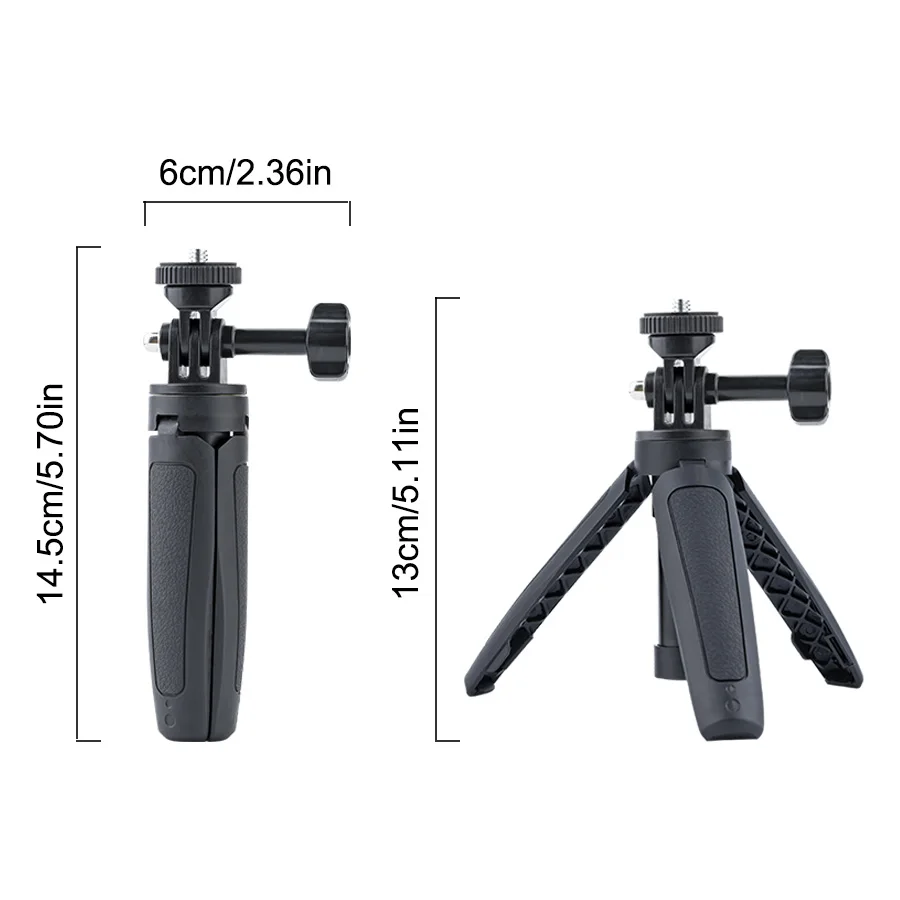 Mini 360 draaibaar draagbaar statief, geared head, aluminium, ABS, voor GoPro Hero 12, mobiele telefoon, DJI Action, insta360X3