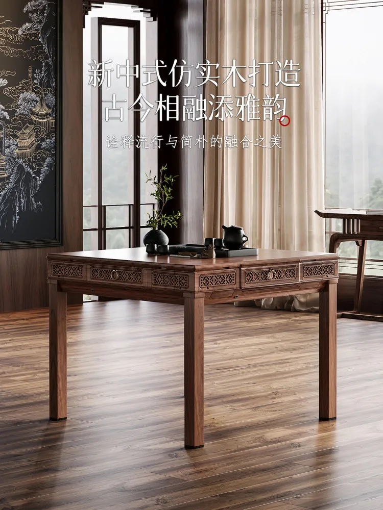 Imitation solid mahjong machine, automatic home roller coaster, dual-purpose dining table, new Chinese mahjong table