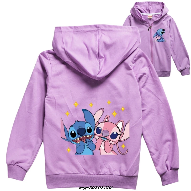 Lilo And Stitch Girls Hoodies for Kids Sweatshirt Baby Boys Zipper Jackets Coat Children\'s Windbreaker Outerwear