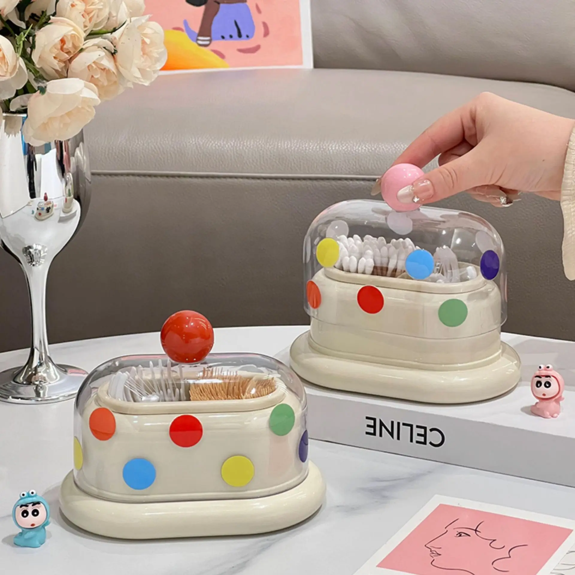 

Living Room Dining Table Dopamine Toothpick Box Household Cute Creative High-value Cotton Swab Holder Dental Floss Storage Box