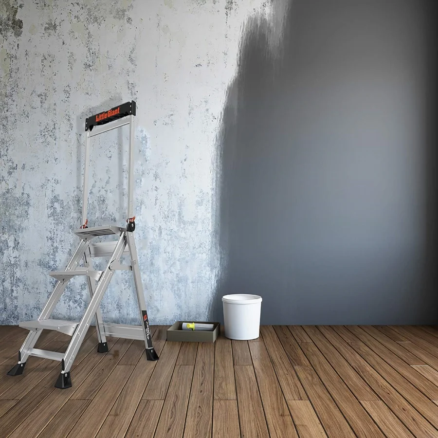 Escalera Jumbo Step, Taburete Plegable de 3 Peldaños, Aluminio de 2.2 Pies, con Plataforma, Pasamanos y Bandeja para Herramientas, Capacidad de Carga de 375 lb, T