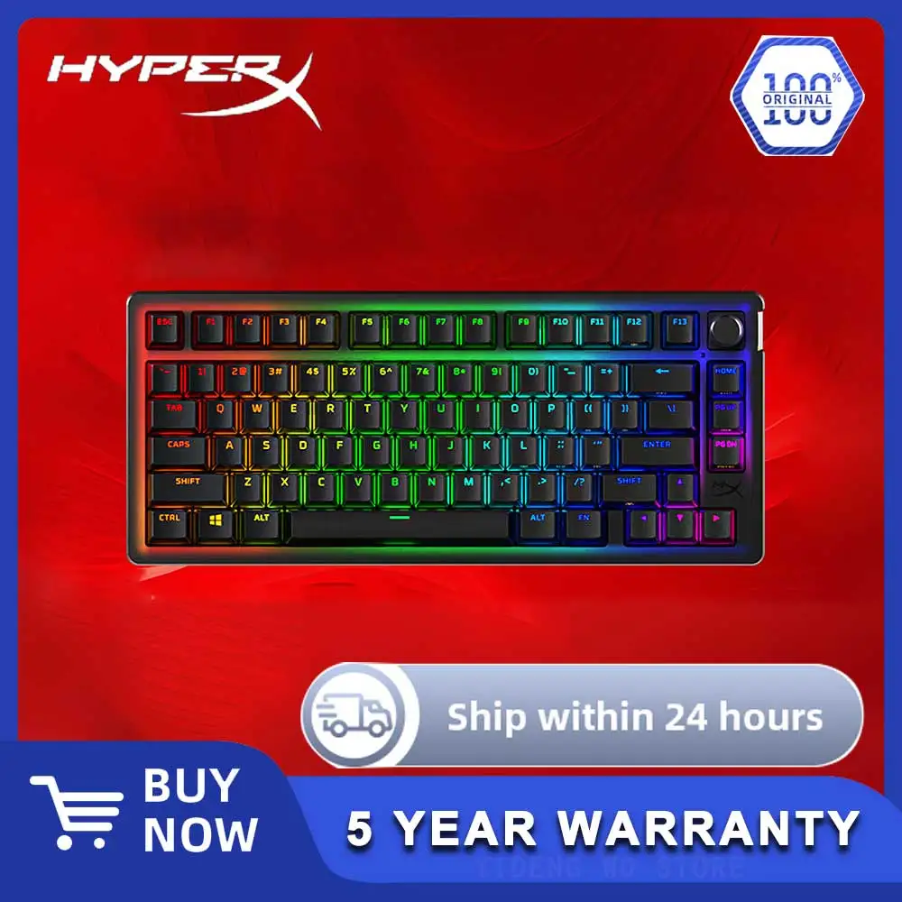 

HyperX Alloy Rise 75% Wireless/Wired – Hot-Swappable 75% Mechanical Gaming Keyboard, Dual Wireless 2.4GHz & Bluetooth