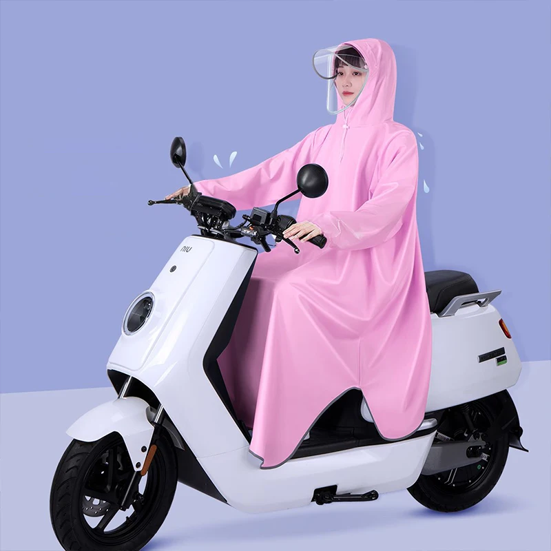 Double Brim With Sleeves Single Raincoat Electric Car Enlarged Thickened Motorbike Rider Transparent Raincoat