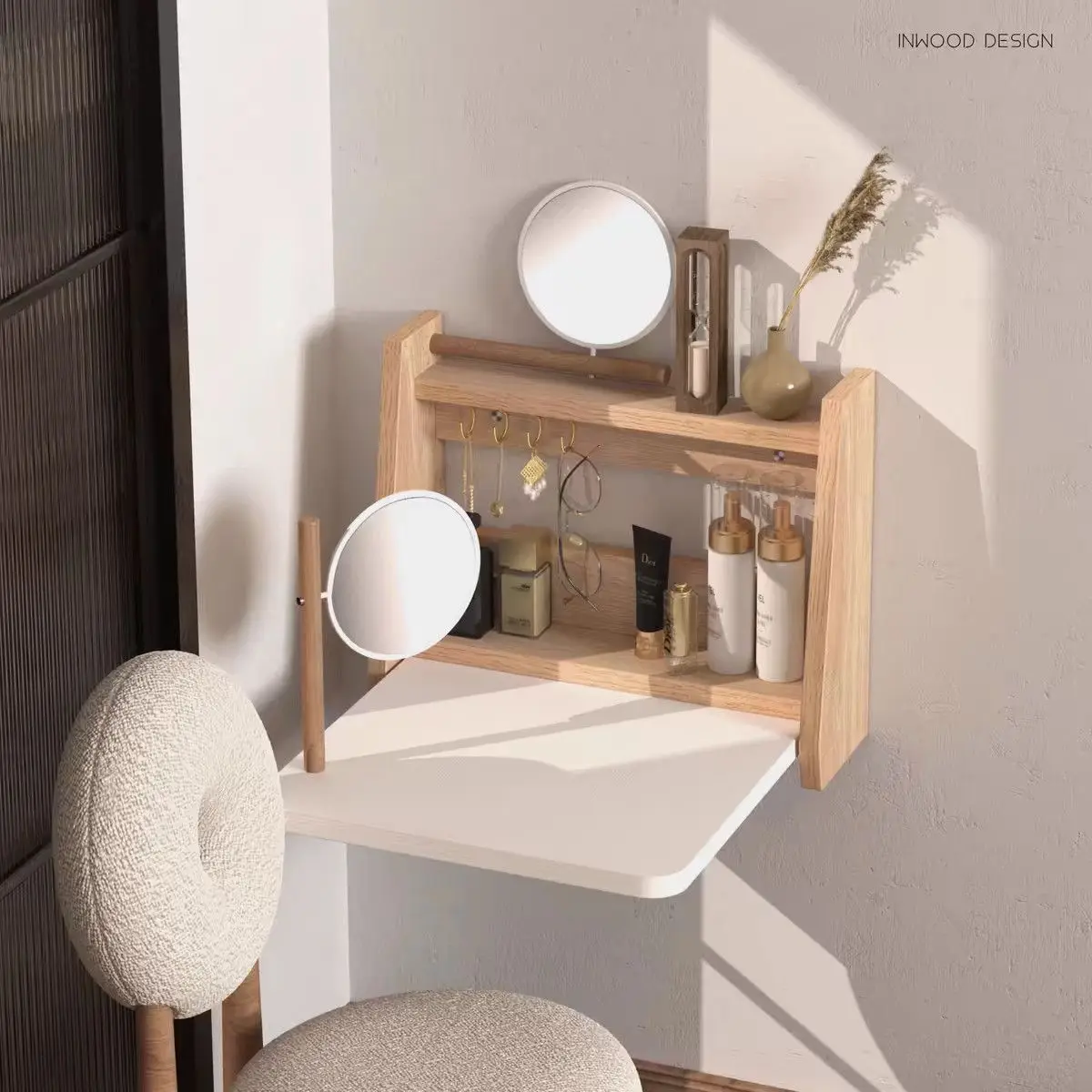Dresser Small size folding table Wall-mounted dressing table Storage Multifunctional dressing table