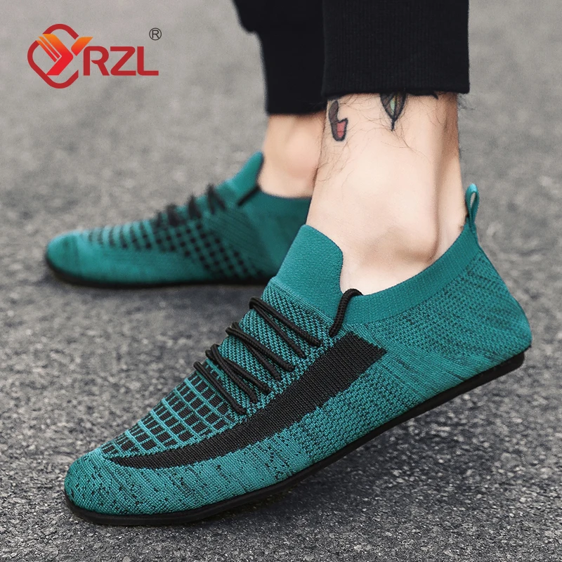 

YRZL Loafers Mens Walking Shoes Breathable Men Casual Shoes Anti-slip Male Home Slippers Mesh Fashion Summer Lace-up Men Shoes