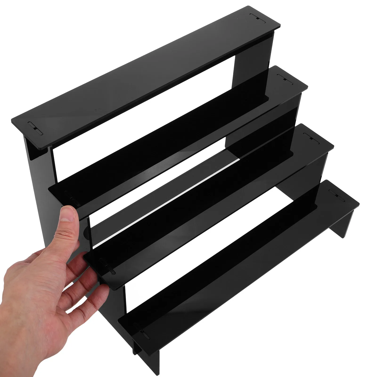 أسود 4 الطبقات الاكريليك العطور عرض المنظم الغرور كونترتوب ماكياج العناية بالبشرة غسول الحمام الجرف صينية عرض الناهض