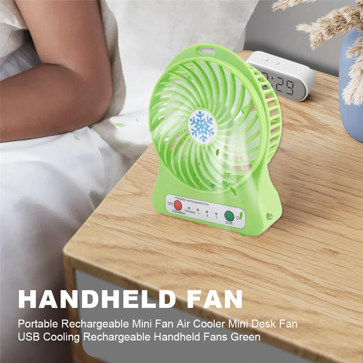 Portable Rechargeable Mini Fan Air Cooler Mini Desk Fan USB Cooling Rechargeable Handheld Fans Green