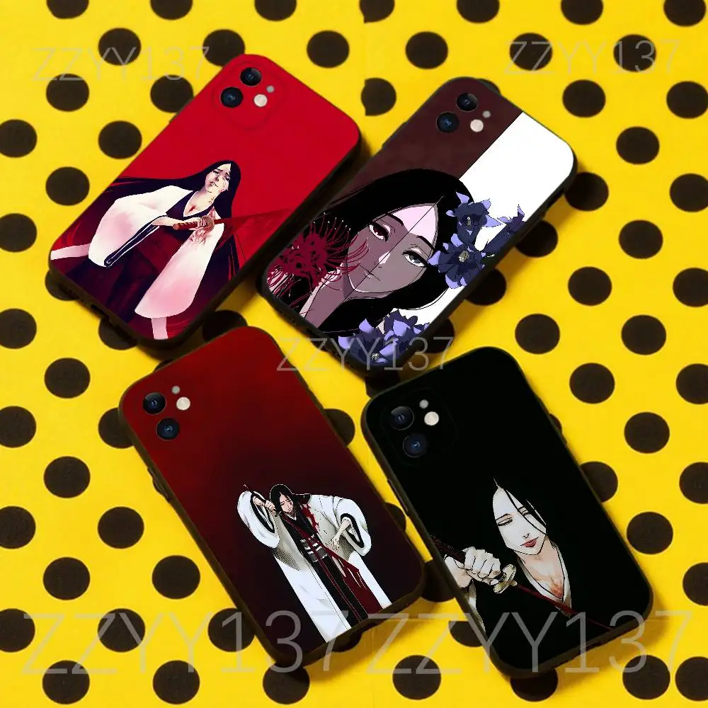 

B-BleachS Unohana Phone Case For iPhone 16,15,14,13,12,11,Pro,Max,Plus,X,XS,XR,SE,8,7,Mini,Soft Silicone Black Case