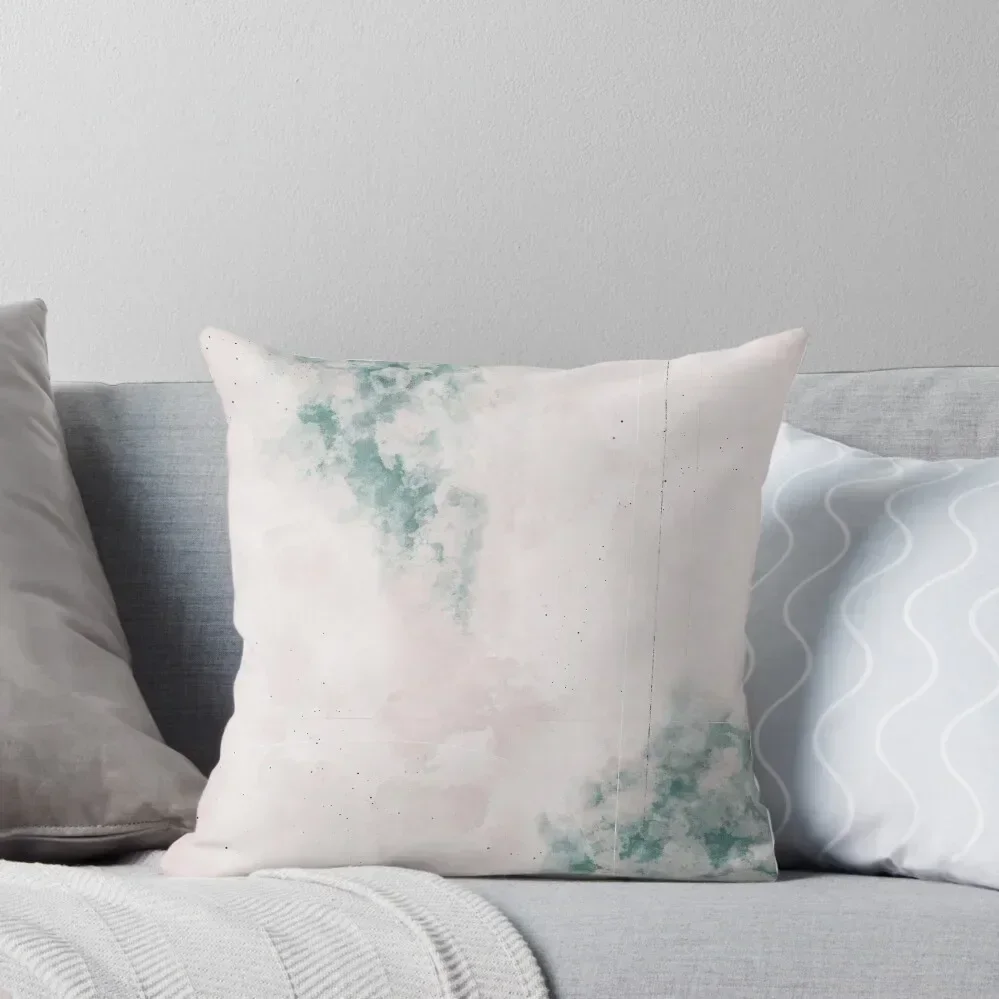 Soft Abstract in Teal Green and Light Pink Throw Pillow Pillows Aesthetic Christmas Pillow Cases pillow