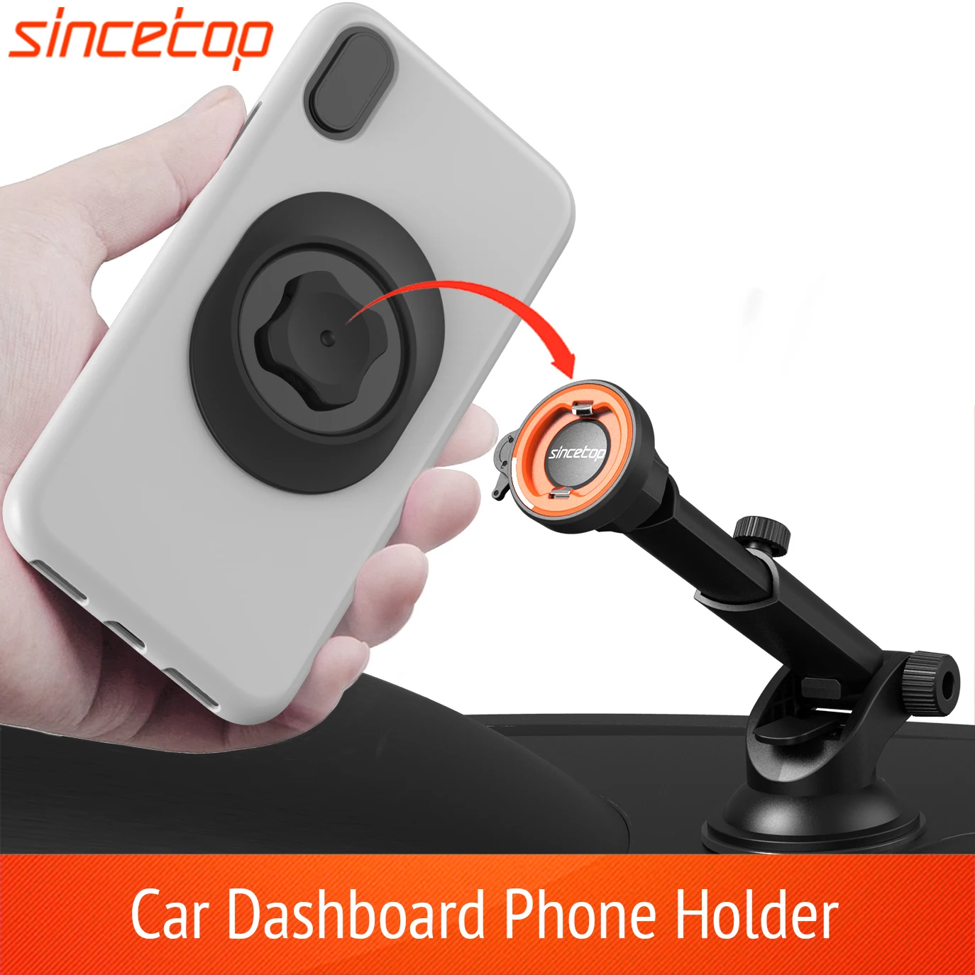 Sucker Car Phone Holder Universal Mobile Phone Mount No Magnetic Windshield Dashboard 360°Rotating Suction Cup GPS Stand