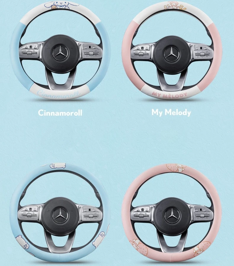 

Чехол на руль автомобиля из искусственной кожи Sanrio Cinnamoroll My Melody, 38 см/36 см, нескользящий, аксессуар для интерьера авто, тип O/D