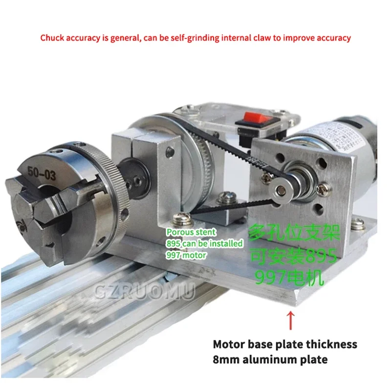 CNC Rotary Axis 775 50 Chuck Activity Tailstock 400mm/560mm/600mm Chuck 3-jaw 4-jaw for Router Lathe Engraving Milling Machine