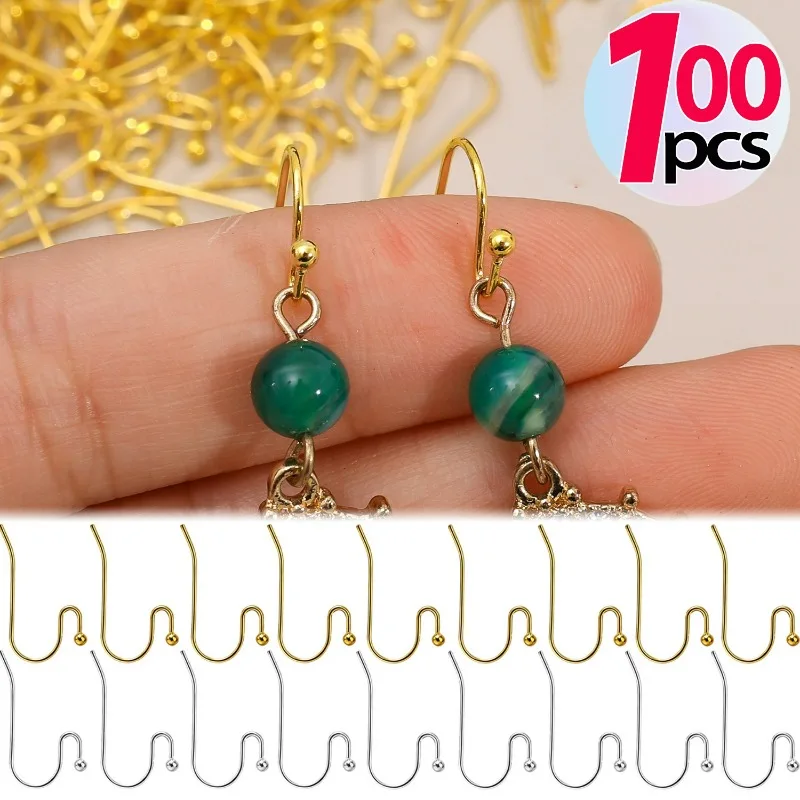 

100pcs Beaded Earring Hooks Ball Head S-shaped for Women Men DIY Jewelry Making Supplies Findings Handmake Stud Earrings Tools